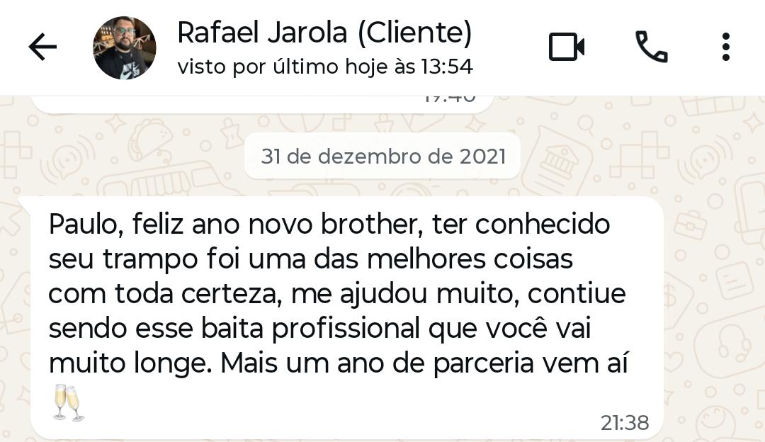 Depoimento de cliente sobre o trabalho do Paulo