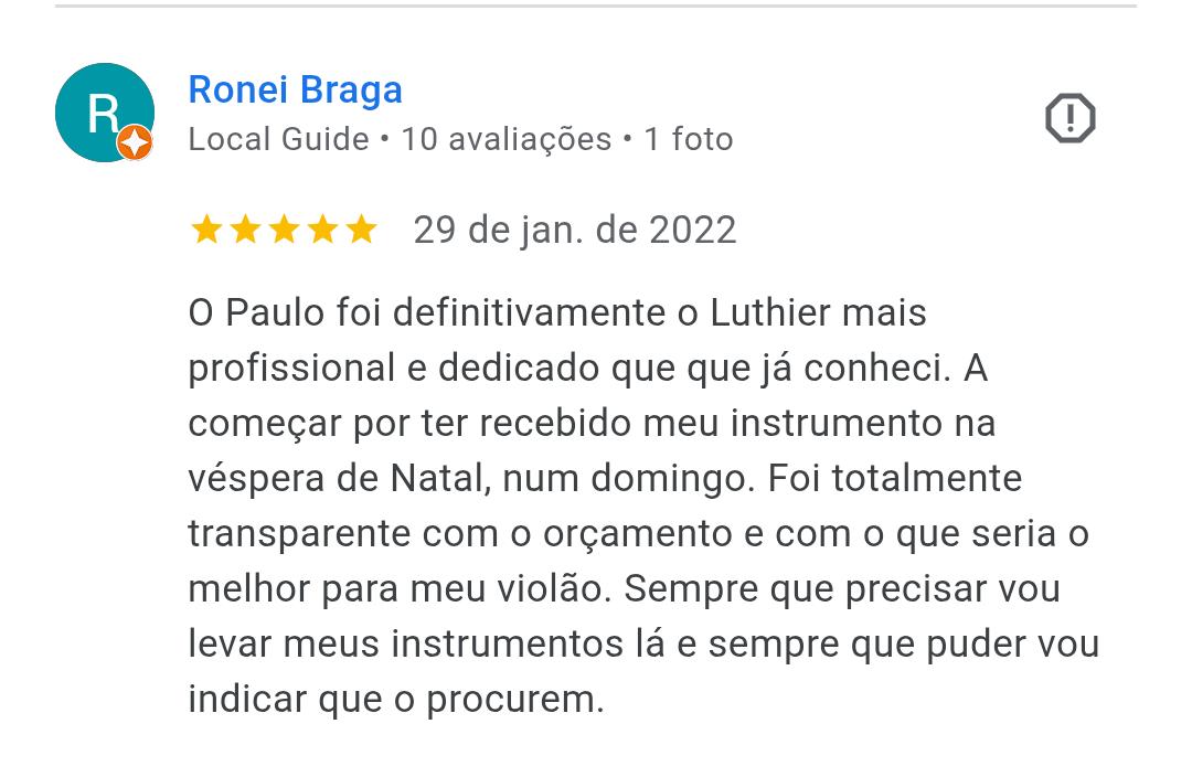 Depoimento de cliente sobre o trabalho do Paulo