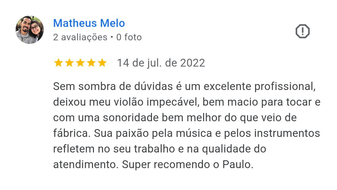 Depoimento de cliente sobre o trabalho do Paulo